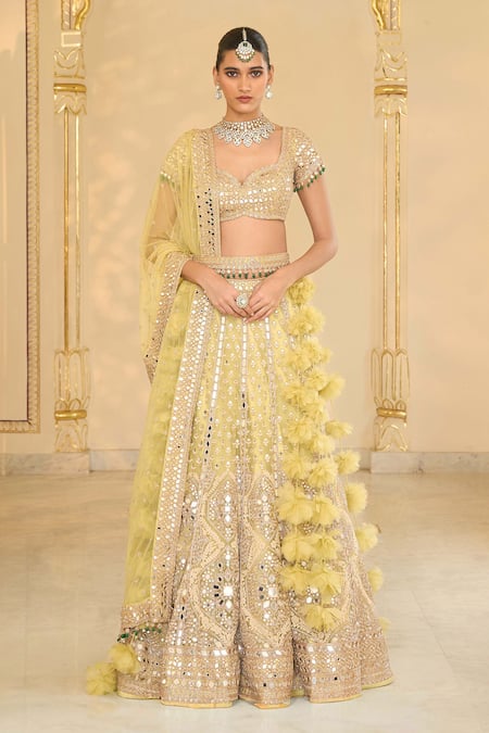 Arpita Mehta Net Thread & Mirror Hand Embroidered Lehenga Set 