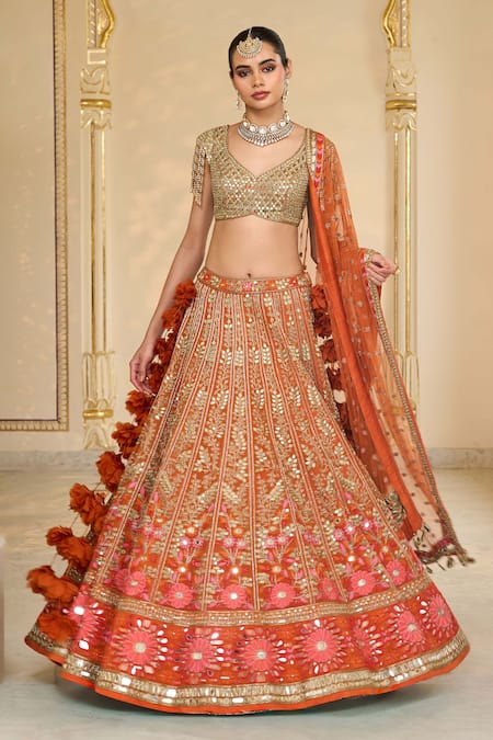 Arpita Mehta Thread & Mirror Embroidered Bridal Lehenga Set 