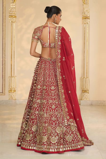 Arpita Mehta Floral Hand Embroidered Bridal Lehenga Set 