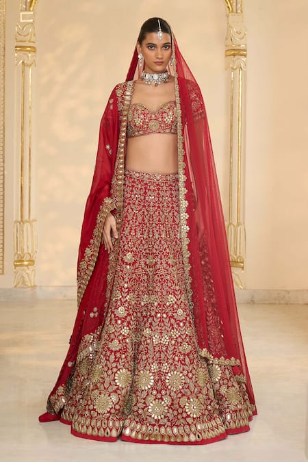 Arpita Mehta Floral Hand Embroidered Bridal Lehenga Set 