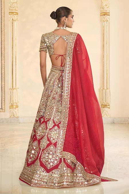 Arpita Mehta Hand Embroidered Mirror & Thread Bridal Lehenga Set 