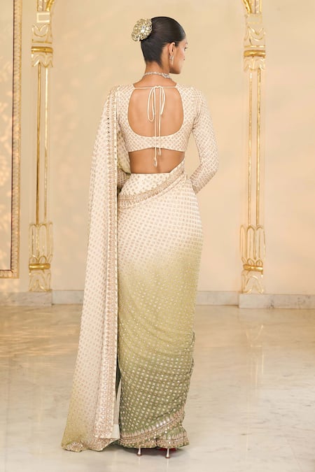 Arpita Mehta Shaded Hand Embroidered Star Sari Set 