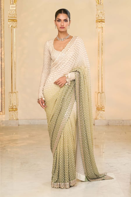 Arpita Mehta Shaded Hand Embroidered Star Sari Set 