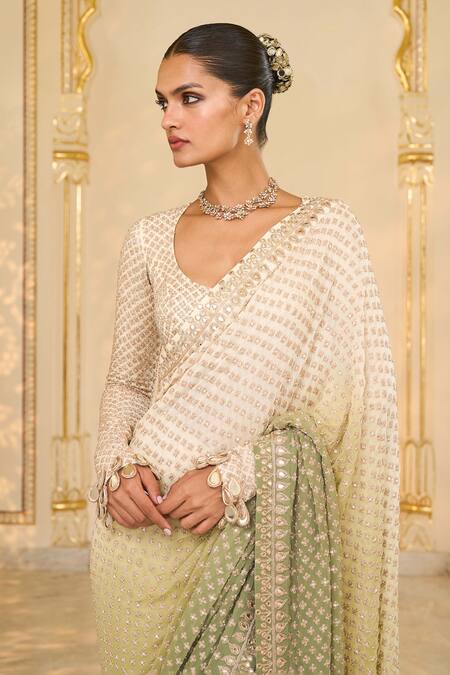 Buy_Arpita Mehta_Off White Georgette Embroidery, Sequins, Zari Sweetheart Shaded Hand Star Set 