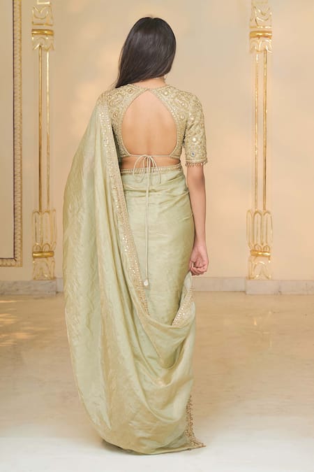 Arpita Mehta Hand Embroidered Tissue Sari Set 