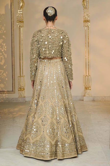 Arpita Mehta Tissue Mirror & Thread Embroidered Lehenga Set 