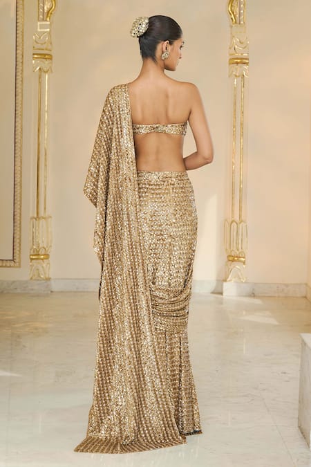 Arpita Mehta Sequin Hand Embroidered Pre-Draped Saree Set 