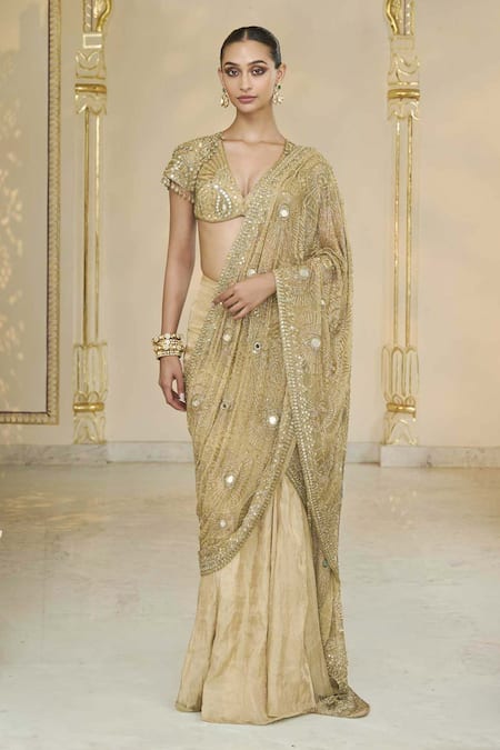 Arpita Mehta Tissue Godet Pre-Draped Sari & Blouse Set 