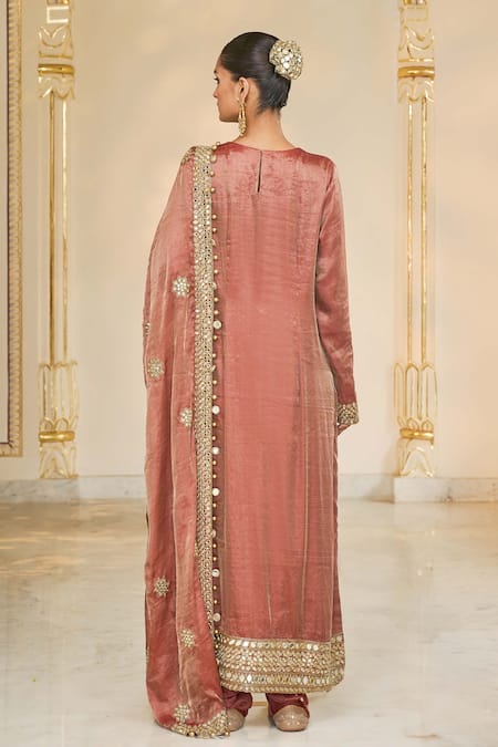 Arpita Mehta Tissue Hand Embroidered Long Kurta Churidar Set 