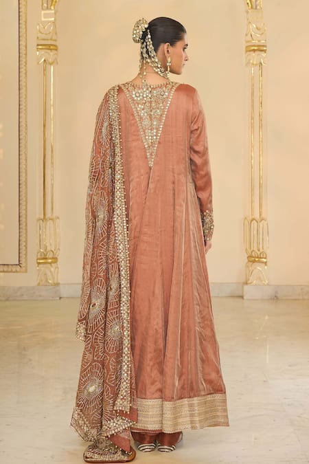 Arpita Mehta Tissue Hand Embroidered Long Anarkali & Jaal Dupatta 