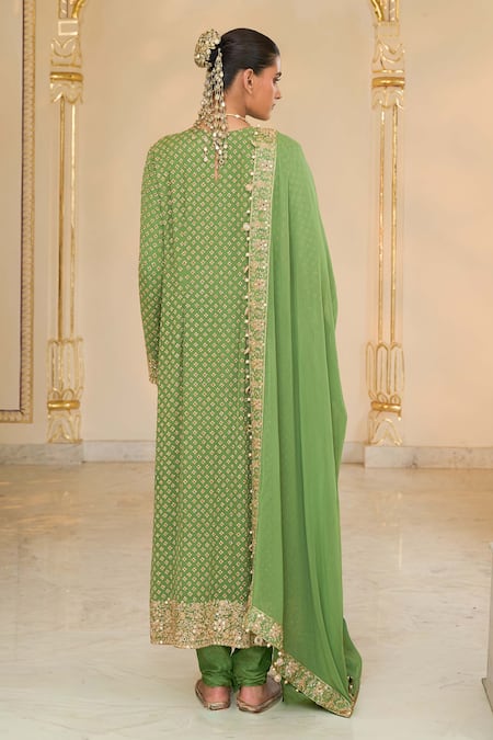 Arpita Mehta Star Pattern Kurta, Churidar & Dupatta Set 