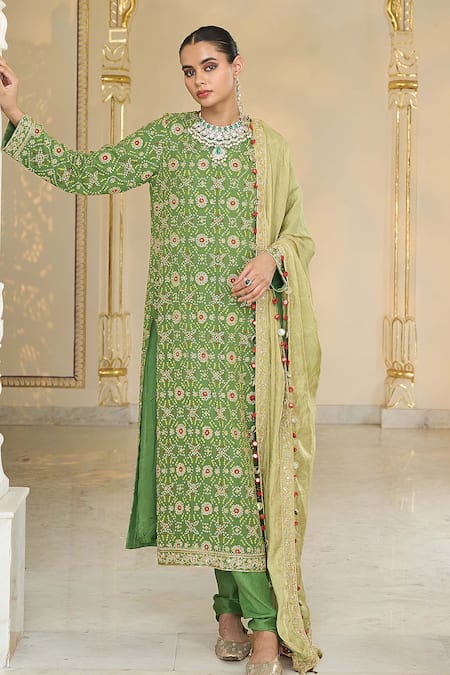 Arpita Mehta Bandhani Kurta Set With Tissue Dupatta 