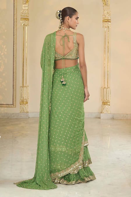Arpita Mehta Hand Embroidered Ruffle Sari Set 