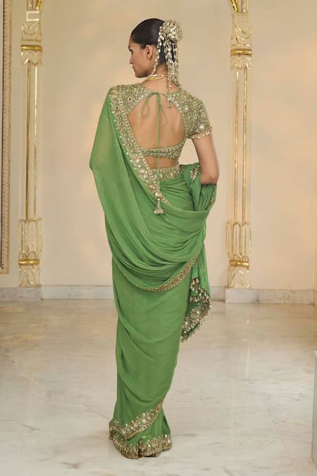 Arpita Mehta Hand Embroidered Saree & Blouse Set 