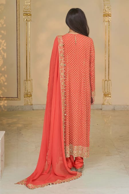 Arpita Mehta Star Motif Long Kurta Churidar & Dupatta Set 