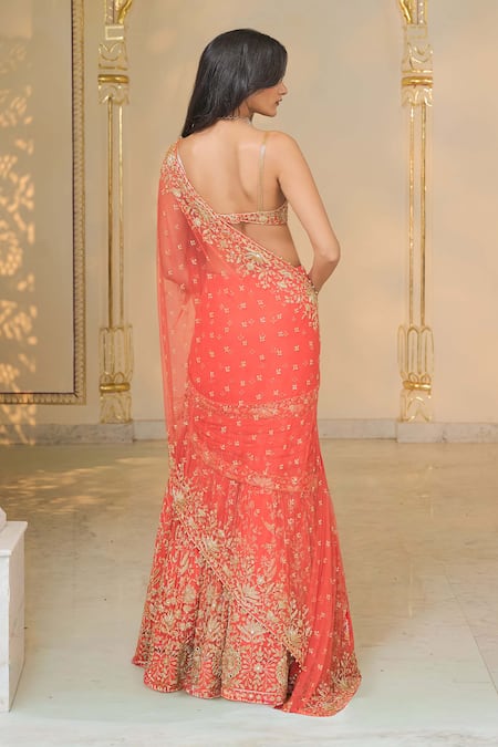 Arpita Mehta Embroidered Net Pre-Draped Lehenga Saree & Blouse 