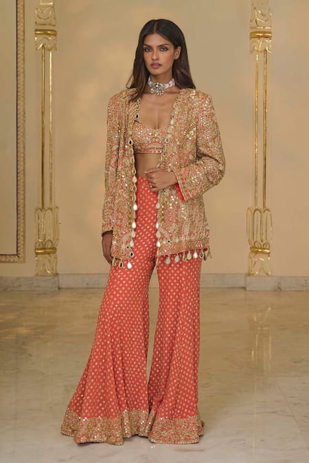 Arpita Mehta Linear Jacket Blouse & Sharara Set 