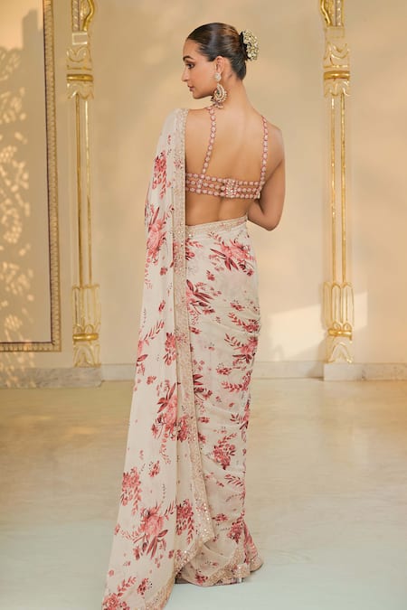Arpita Mehta Bloom Print Georgette Sari Set 