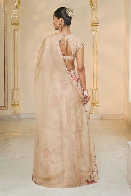 Arpita Mehta Red Bloom Printed Lehenga Set With Embroidered Blouse 