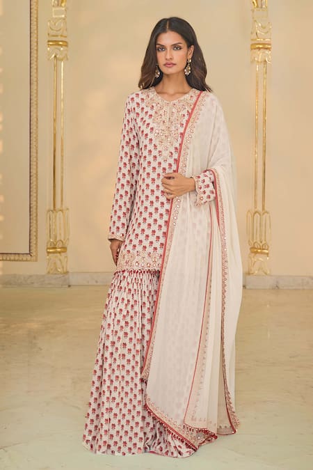 Arpita Mehta Bloom Butti Print Kurta Gharara Set 