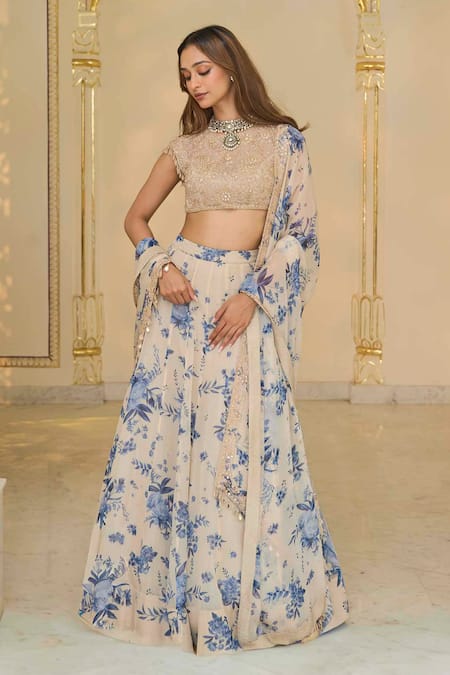 Arpita Mehta Bloom Print Organza Lehenga Set 