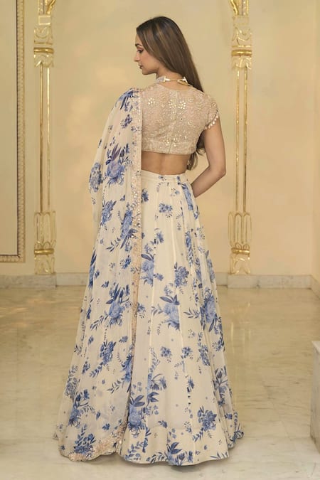 Arpita Mehta Bloom Print Organza Lehenga Set 