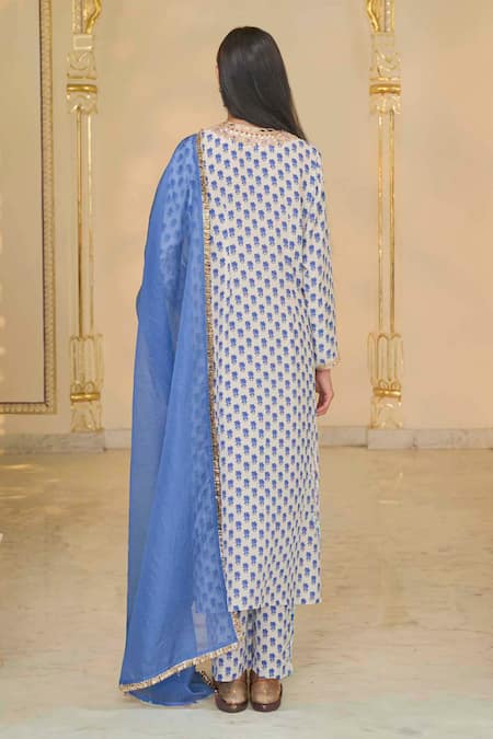 Arpita Mehta Bloom Butti Print Mirror Work Kurta Set 