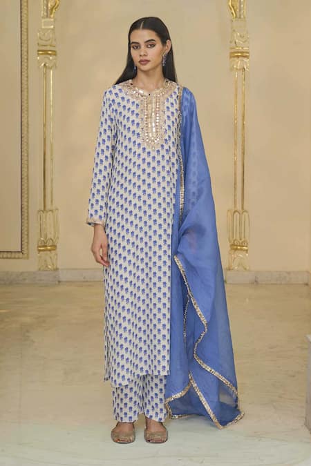 Arpita Mehta Bloom Butti Print Mirror Work Kurta Set 