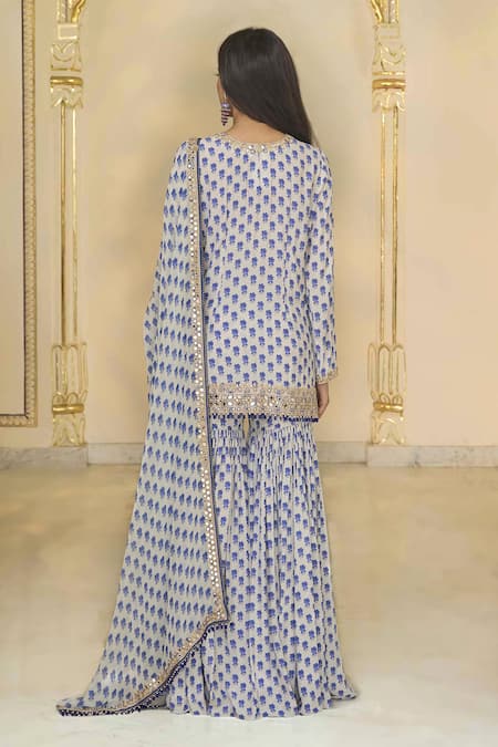 Arpita Mehta Bloom Butti Print Kurta, Gharara & Dupatta Set 