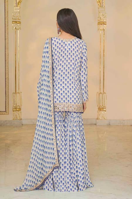 Arpita Mehta Bloom Butti Print Kurta & Gharara Set With Dupatta 