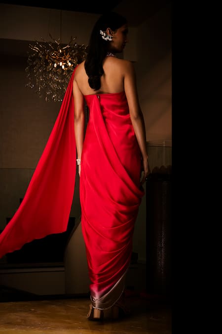 Babita Malkani Ombre Sequin Stone Cutdana Saree Gown 