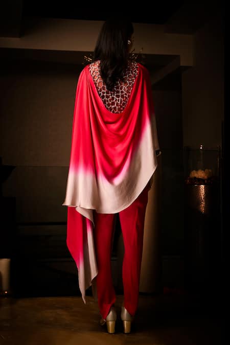 Babita Malkani Ombre Cowl Draped Tunic & Tulip Pant Set 