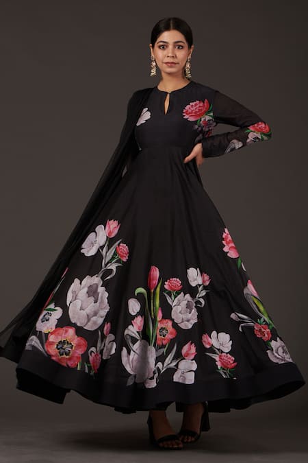 Balance By Rohit Bal Chanderi Floral Digital Print Anarkali Set 