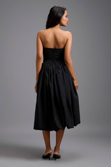 Deepika Arora Strapless Embellished Bodice Midi Dress 