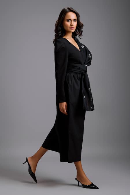 Deepika Arora Structured Jumpsuit With Embellished Belt 