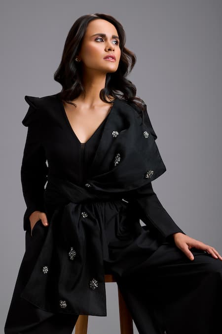 Deepika Arora Structured Jumpsuit With Embellished Belt 