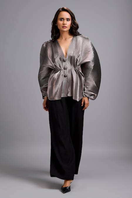 Deepika Arora Pleated Peplum Top  