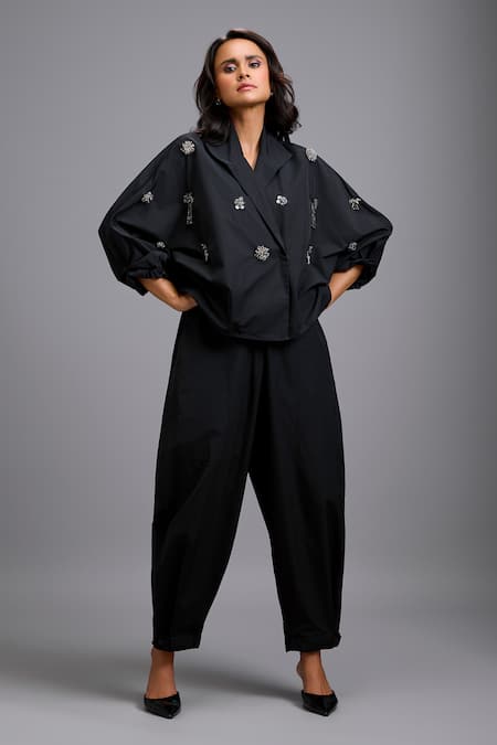 Deepika Arora Embellished Blazer & Drop-Crotch Pant Set 