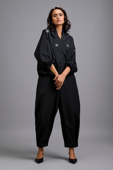 Shop Deepika Arora Black Tapered Drop-crotch Parachute Pant Online at Aza Fashions Shop_Deepika Arora_Black Tapered Drop-crotch Parachute Pant _Online_at_Aza_Fashions