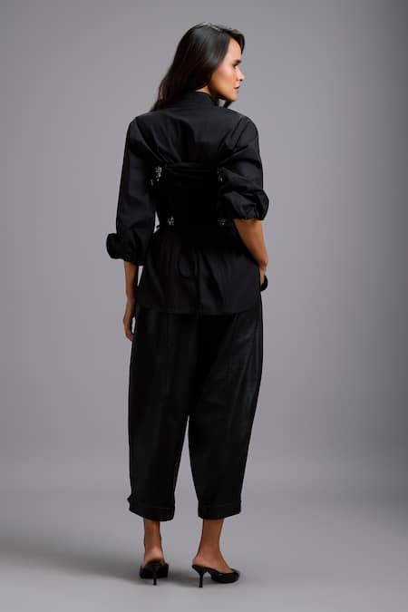 Deepika Arora Rhinestone Embellished Corset Shirt & Pant Set 