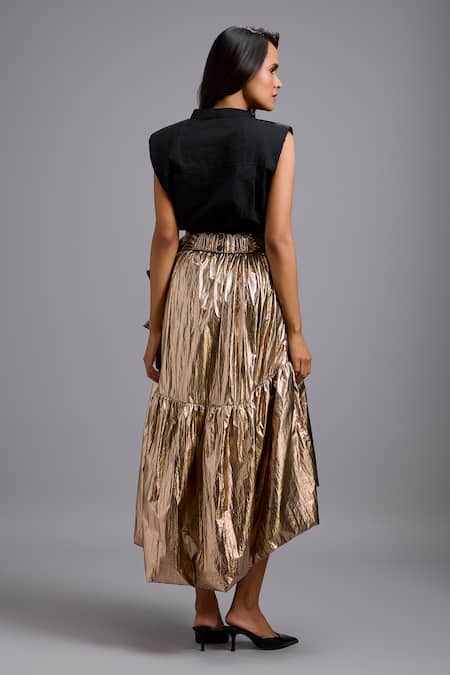 Deepika Arora Metallic High-Low Skirt  