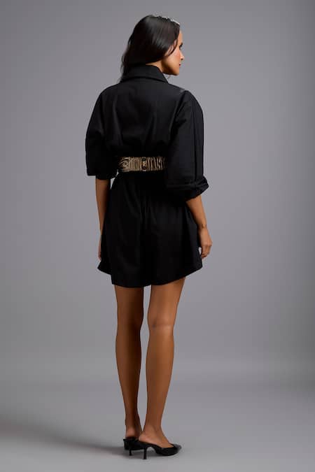 Deepika Arora Notched Lapel Playsuit With Bow Belt 