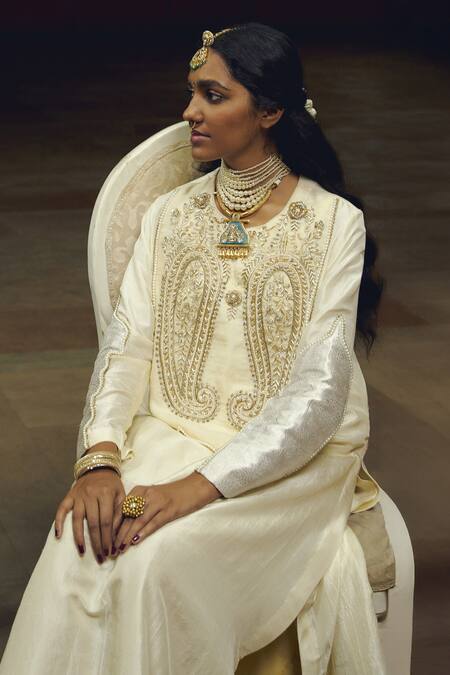 Buy_Amaara Jewels_Gold Plated Beads, Pearls, Stones Soleil Charm Pendant Hasli Necklace Set _Online_at_Aza_Fashions