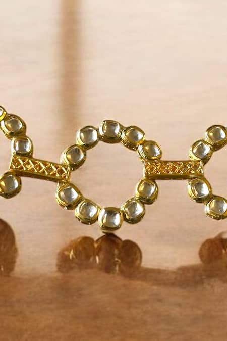 Buy_Amaara Jewels_Gold Plated Stones Mirror Orbit Necklace Set _Online_at_Aza_Fashions