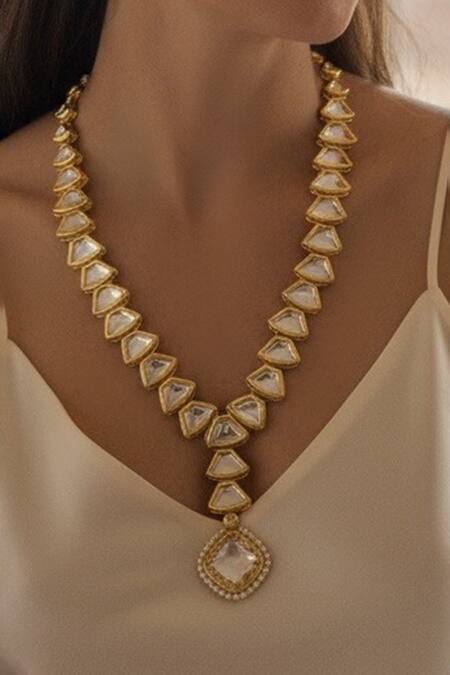 Buy_Amaara Jewels_Gold Plated Crystals, Stones Ziya Embellished Necklace Set _Online_at_Aza_Fashions