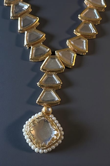 Shop_Amaara Jewels_Gold Plated Crystals, Stones Ziya Embellished Necklace Set _Online_at_Aza_Fashions