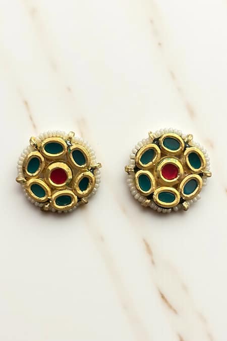 Amaara Jewels_Red Stones, Beads Naaz Embellished Choker Set _Online_at_Aza_Fashions