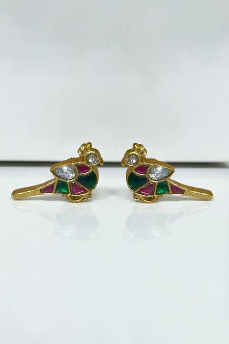 Buy_Amaara Jewels_Multi Color Gemstones, Whispering Gems Bird Choker And Earrings Set _Online_at_Aza_Fashions