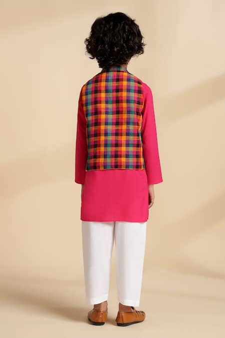 The Cotton Staple Bay Checkered Bundi & Kurta Set 