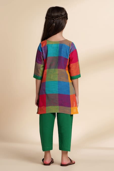 The Cotton Staple Checkered Kurta Set 